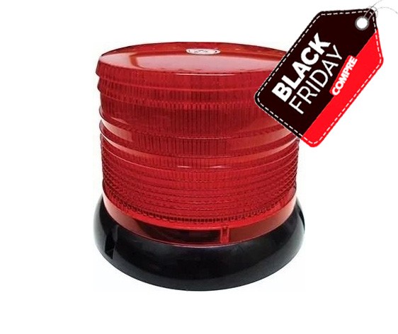 Sinalizador Rotativo e Flash de Advertência c/ LEDs Bivolt 12/24V - Vermelho